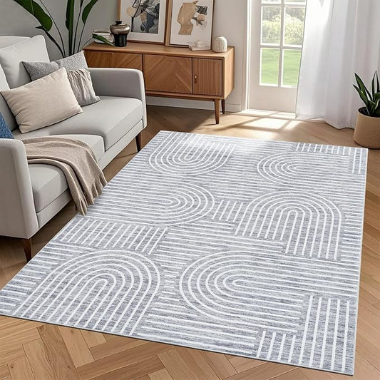 Washable Rug 4x6 Area Rugs for Living Room, Abstract Rug for Bedroom, Soft by ROYHOME