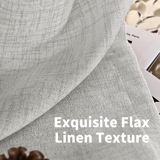 YoungsTex Light Grey Linen Curtains 90 Inch Long - Image 4