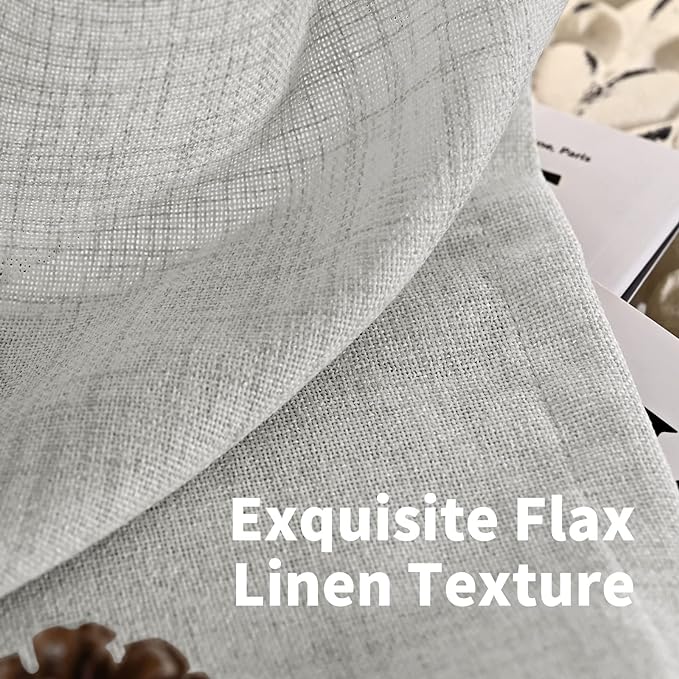 YoungsTex Light Grey Linen Curtains 78 Inch Length - Image 4