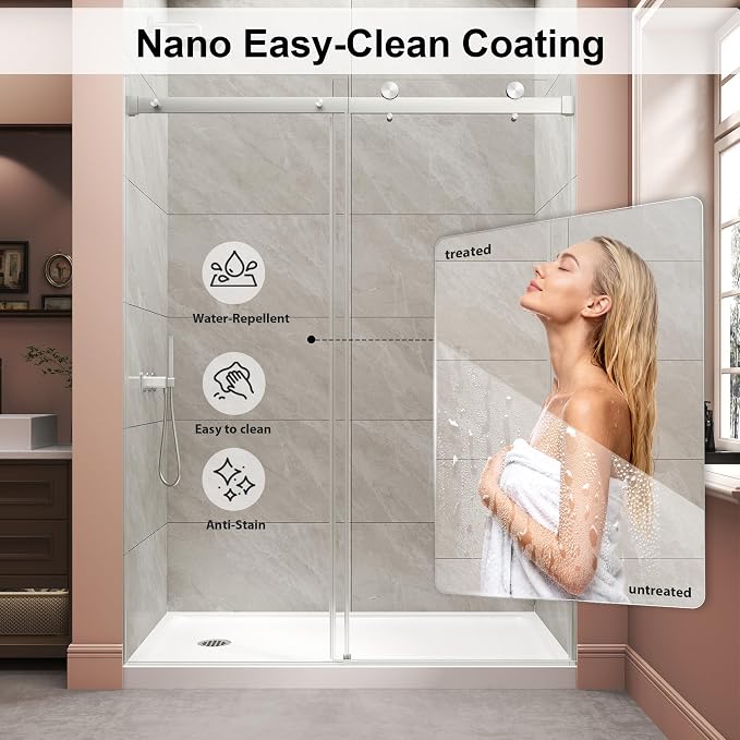 Frameless Shower Door, Single Sliding Glass Shower Door - Image 3