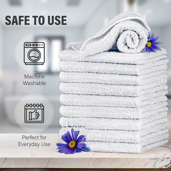 DecorRack 10 Pack 100% Cotton Wash Cloth, Luxurious Soft, 12 x 12 inch Ultra - Image 4