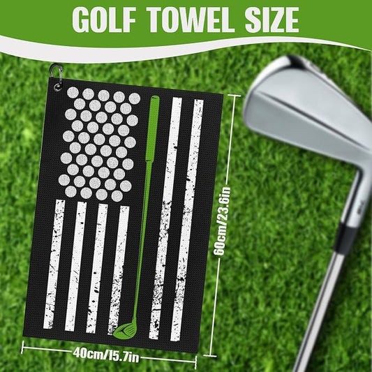 American Flag Golf Towel and Brush Set, Microfiber Waffle Golf Bag Towel - Image 2