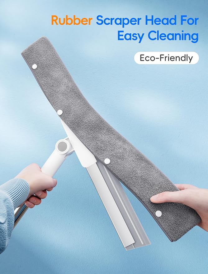 Floor Squeegee Broom with Long Handle, Heavy Duty Rubber Squeegee Kit with 2 - Image 8
