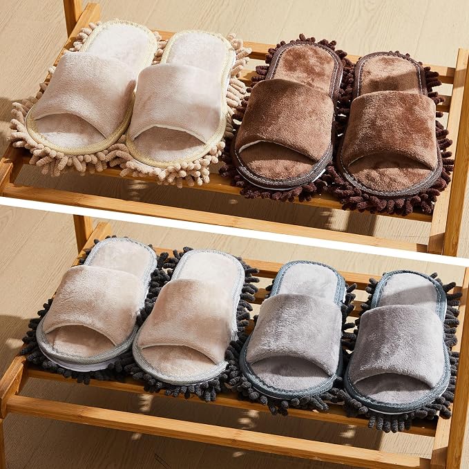 Jecery 4 Pair Washable Microfiber Mop Slippers Detachable Dusting Shoes - Image 5