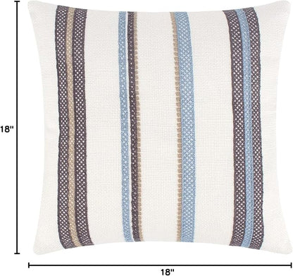 Levtex Home - Tobago - Decorative Pillow (18 x 18in.) - Stiched Stripes - Brown, Taupe and Blue
