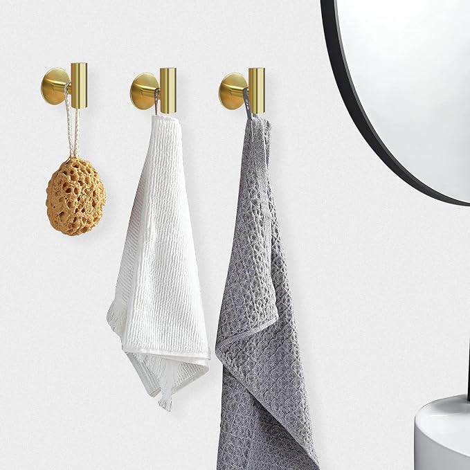 Adhesive Towel Hooks, Brushed Gold SUS 304 Stainless Steel, Coat Robe Sticky - Image 4