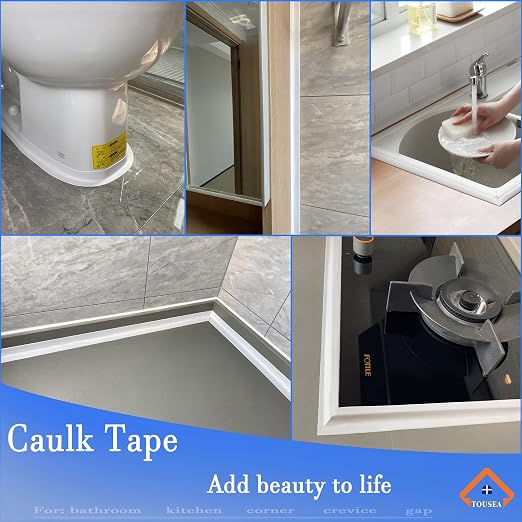 White Caulk Tape for Bath & Kitchen, Caulking Tape for Bathroom Caulking White - Image 7