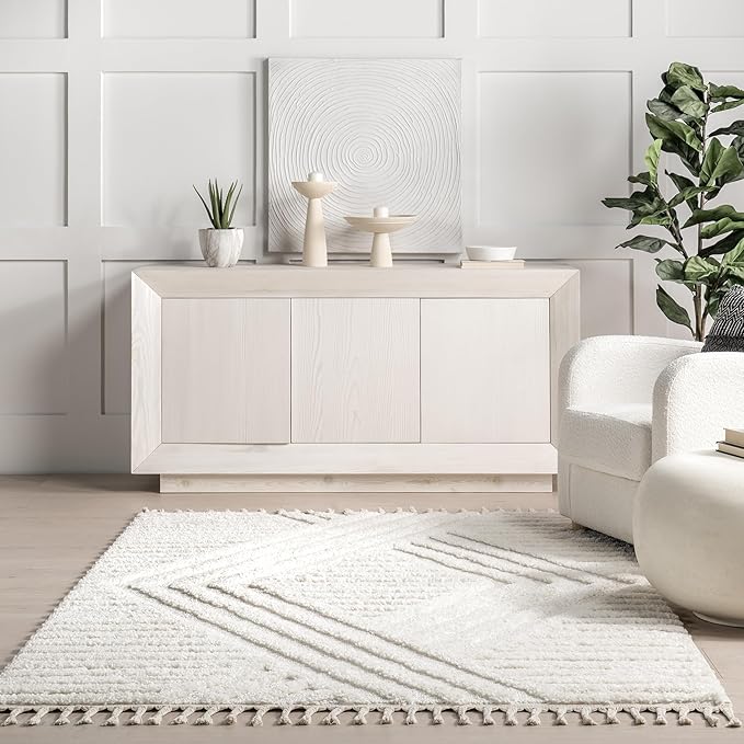 nuLOOM Risette Ivory, 2'6" x 6', Geometric, Soft and Textured, High Traffic, Stain Resistant, Easy Clean, Durable Runner for Bedroom, Living Room, Dining Space, Den, Foyer, Entryway