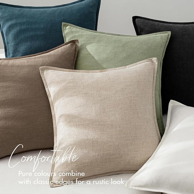 EMEMA Decorative Linen Throw Pillow Covers 26x26 Inch Grass Green Boho Farmhouse Neutral Couch Throw Pillows for Bed Pack of 2 Accent Pillowcase Modern Sofa Cushion Livingroom Home