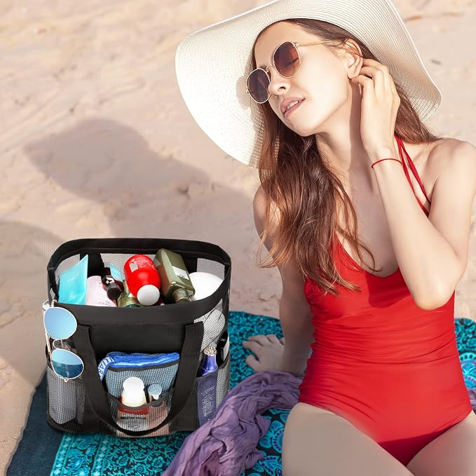 HAOGUAGUA Large Mesh Bathroom Shower Caddy, Mesh Beach Pool Bag, Portable - Image 5