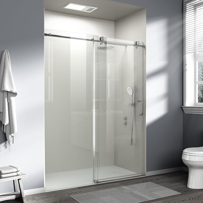 Abruzzo 76" Tall Frameless Single Sliding Shower Door - Image 2