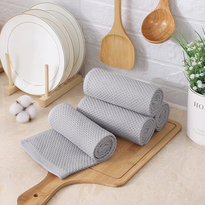 Kitinjoy 100% Cotton Waffle Weave Kitchen Hand Towels - Image 7