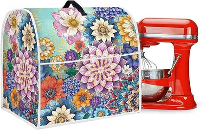 Kitchen Stand Mixer Covers Boho Mandala Flower Mixer Cover Dust Cover Washable Kitchen Appliance Cover for 4.5-5 Quart Mixers, Keep Your Kitchen Clean