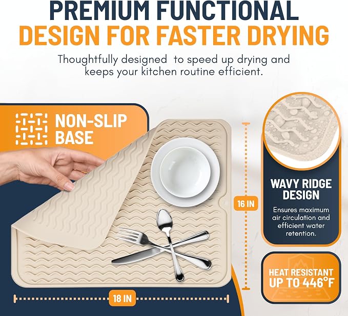 Silicone Dish Drying Mat for Kitchen Counter - Image 3