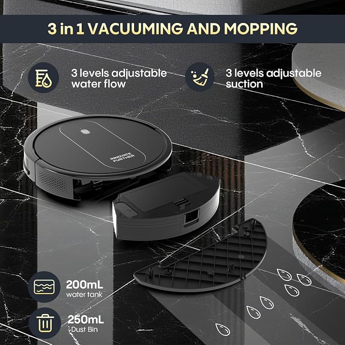 3-in-1 Robot Vacuum 4000Pa Strong Suction Robot Vacuum Cleaner & Smart - Image 2