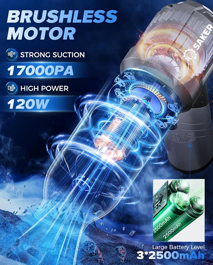 Saker Car Vacuum Portable Cordless, Foldable Mini Handheld Vacuum Cordless and - Image 2