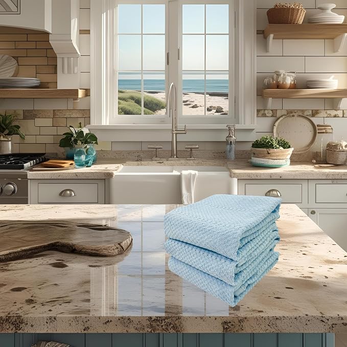 Serafina Home Coastal Sky Light Blue Kitchen Hand Dish Towels: Oversized 28" x - Image 4