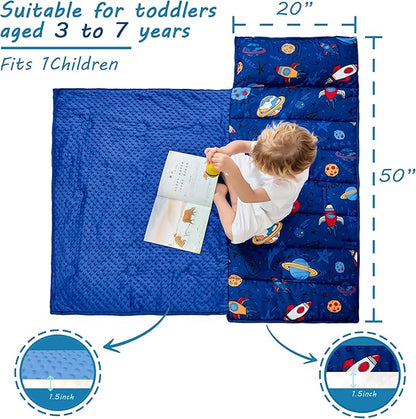 Toddler Nap Mat with Pillow and Blanket, Extra Large Rolled Napping Mats,Slumber Bags for Boys Girls,Kids Sleeping Bag for Daycare, Preschool Travel Camping
