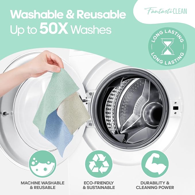 Fantasticlean Microfiber Cleaning Cloth Roll -60 Pack, Tear Away Paperless - Image 9