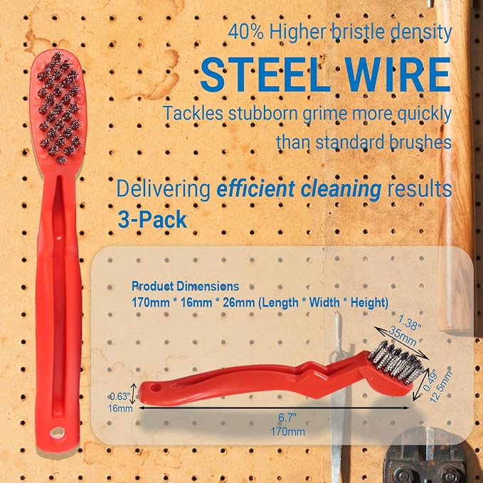 GOLDEN SMILE 3-Pack 7" Stainless Steel Wire Brushes - Image 2