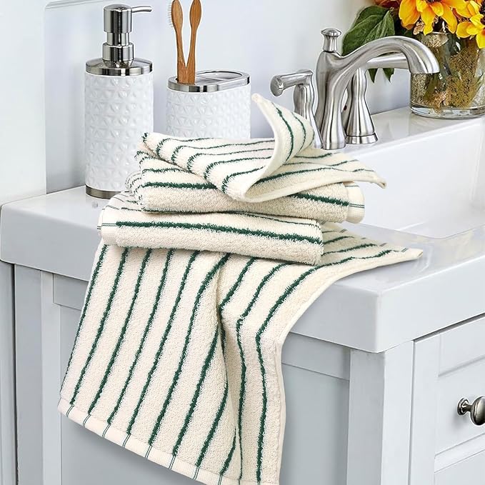 Jacquotha Striped Cotton Washcloths 4 Pack, 13” x 13” - Image 2