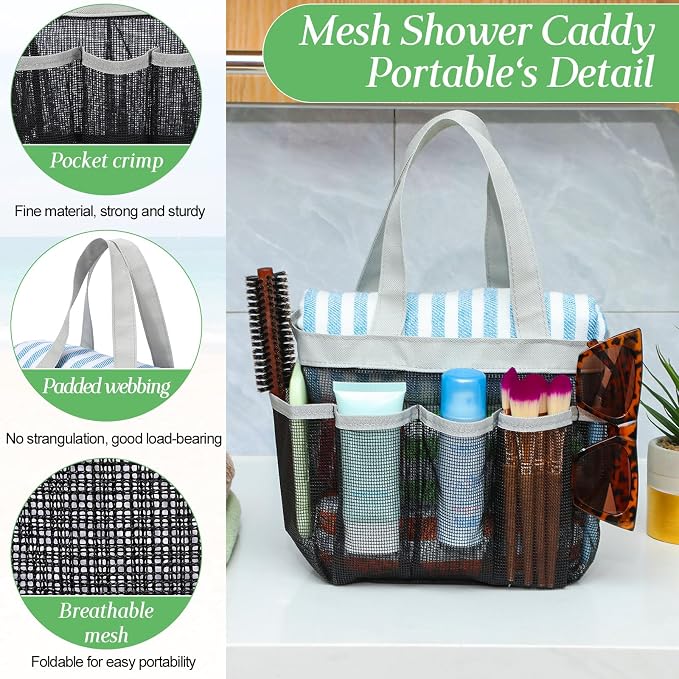 Hillban 4 Pcs Mesh Shower Caddy Portable Large Quick Dry Shower Caddy Basket - Image 3