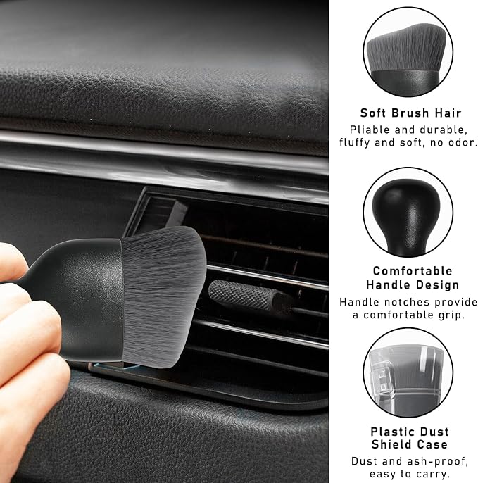 2PCS Car Interior Dust Brush, Soft Scratch Free Auto Detailing Brushes - Image 3