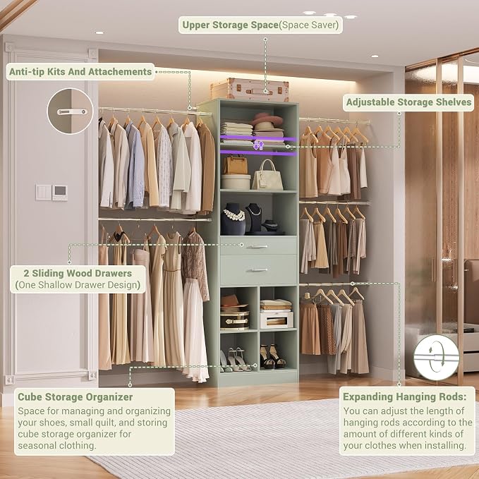 Closet System, 4-8 FT Closet Organizer Tower - Image 4