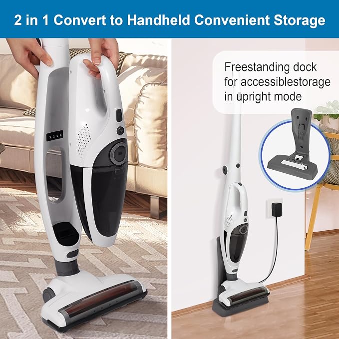 Intercleaner 2 in 1 Handheld & Stick Cordless Vacuum Cleaner, 2-Speed Powerful - Image 4