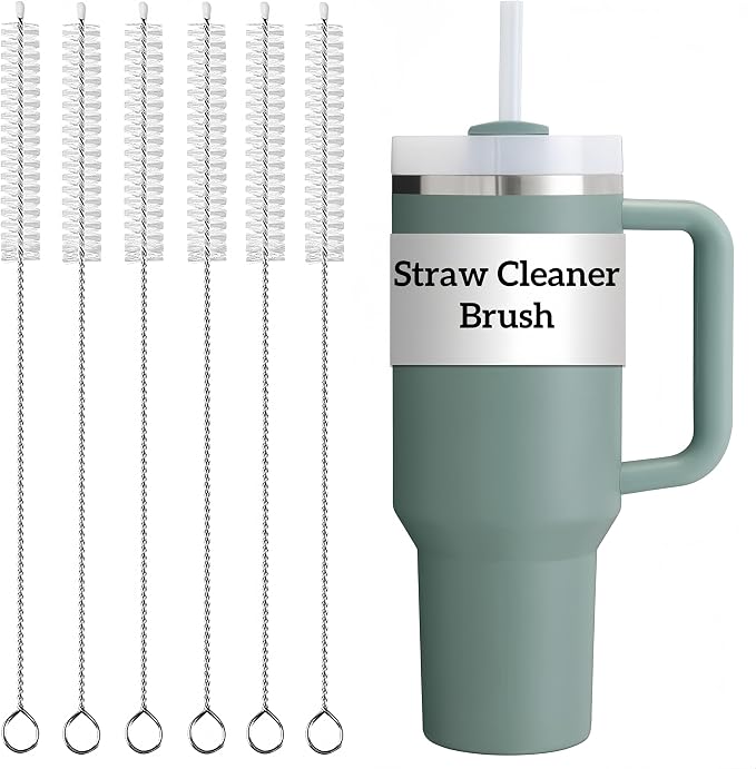 6 Pack Straw Cleaner Brush Set | 12 Inch 300mm Extra Long Straw Brush & Bottle by VGHNQ