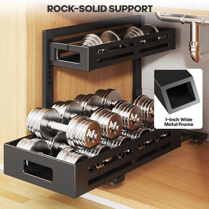2 Pack 19IN-Depth Under Sink Organizer, Pull Out Cabinet Organizer - Image 3