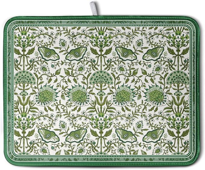 Green Floral Dish Drying Mat for Kitchen Counter 18x24 Inch Spring Summer by Wnoesat