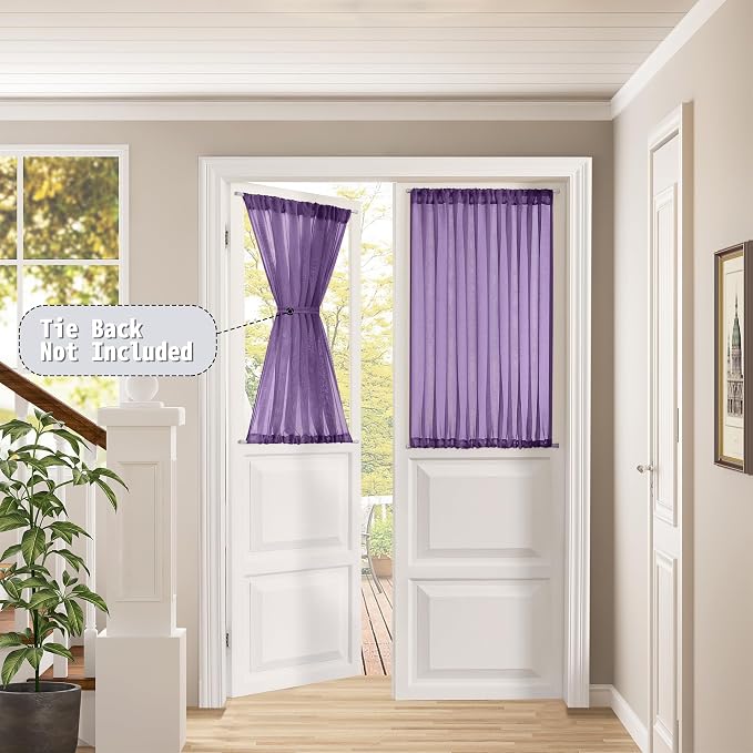 Tollpiz Small Sheer Door Curtain Closet Linen Textured Curtain Sheers Doorway - Image 2