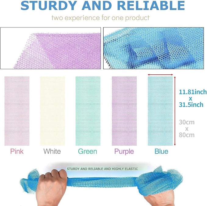 UJFQBH 5 Pieces African Bath Sponge African Net Long Net Bath Sponge - Image 3