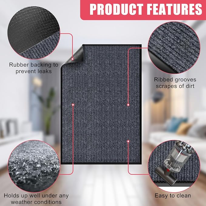 Kuyal Front Door Mat, Commercial Floor Mats Inside Outside Entrance, Heavy Duty - Image 4