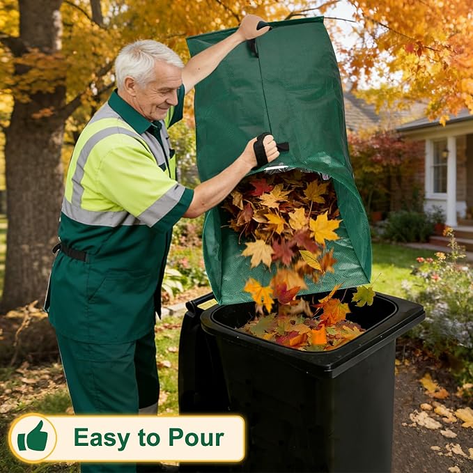 2 Pack 72 Gallon Large Leaf Collector, Foldable Reusable Yard Waste Bags - Image 6