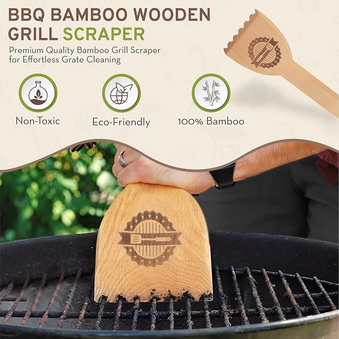 Wooden BBQ Grill Scraper – Beech Wood Griddle Cleaner - Image 3