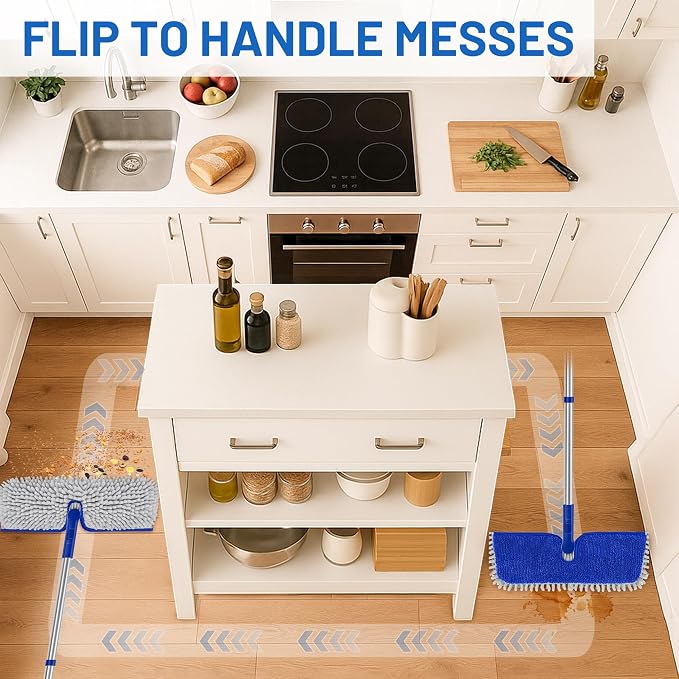2-Sided Microfiber Dust Mop: Dry Flat Wall Mop - Image 5