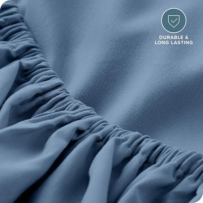 Bare Home Fitted Bottom Sheet King Size - Premium 1800 Microfiber - Ultra-Soft Hotel Luxury - Deep Pocket - Durable and Long Lasting (King, Coronet Blue)