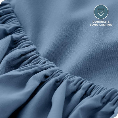 Bare Home Fitted Bottom Sheet King Size - Premium 1800 Microfiber - Ultra-Soft Hotel Luxury - Deep Pocket - Durable and Long Lasting (King, Coronet Blue)