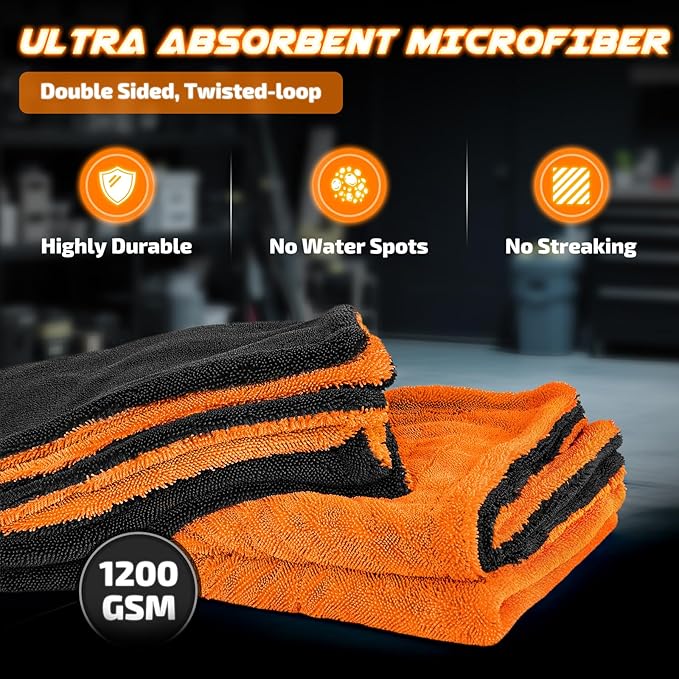 2-Pack 1200 GSM Car Drying Towels – Microfiber Towels - Image 5