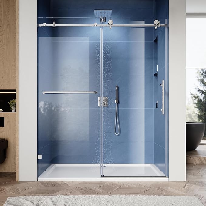 SUNNY SHOWER Frameless Shower Door 60" W x 79" H, Single Sliding Shower Glass - Image 9