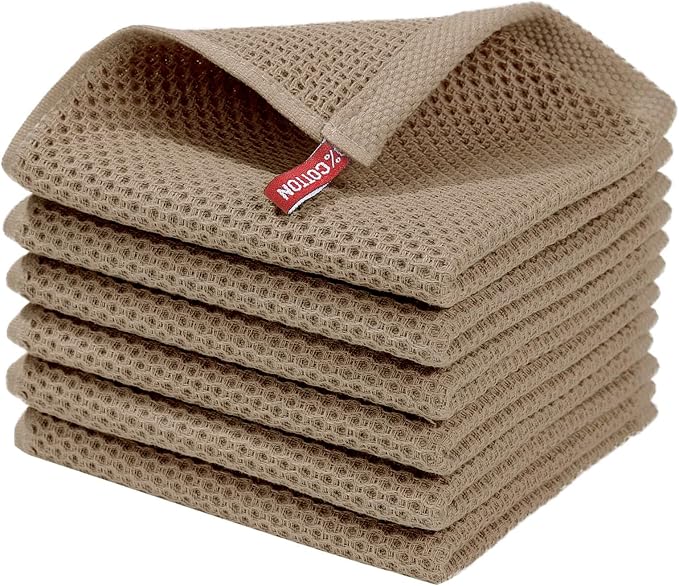 Homaxy 100% Cotton Waffle Weave Kitchen Dish Cloths, Ultra Soft Absorbent Quick by Homaxy