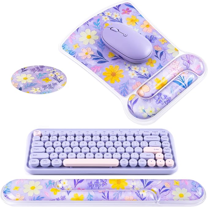 Ospelelf Mouse Pad with Wrist Rest and Ergonomic Gel Keyboard Hand Wrist by OspelelfOfficeSupplies