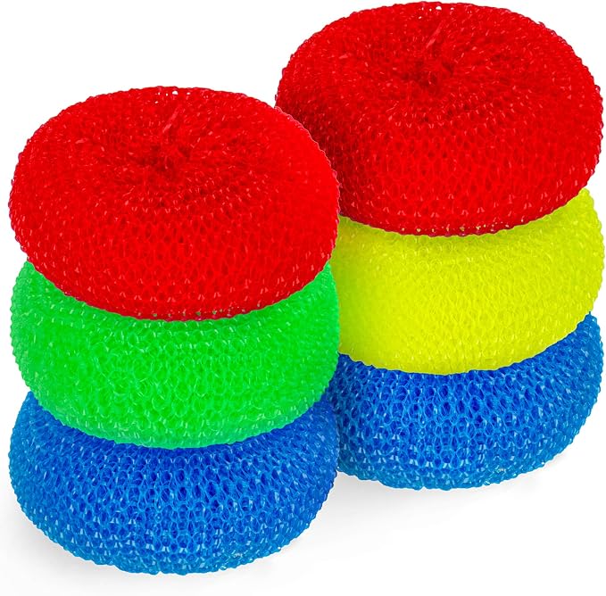 DecorRack 6 Mesh Scourers, Premium Non-Scratch Plastic Scourers, Stain Removing by DecorRack