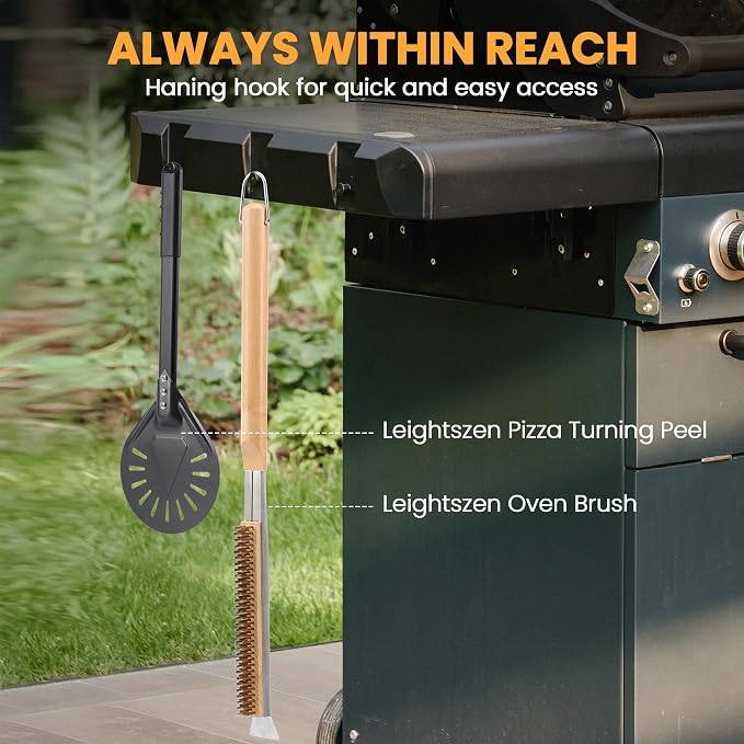 21'' Pizza Brush with Stainless Steel Stone Scraper - Image 6
