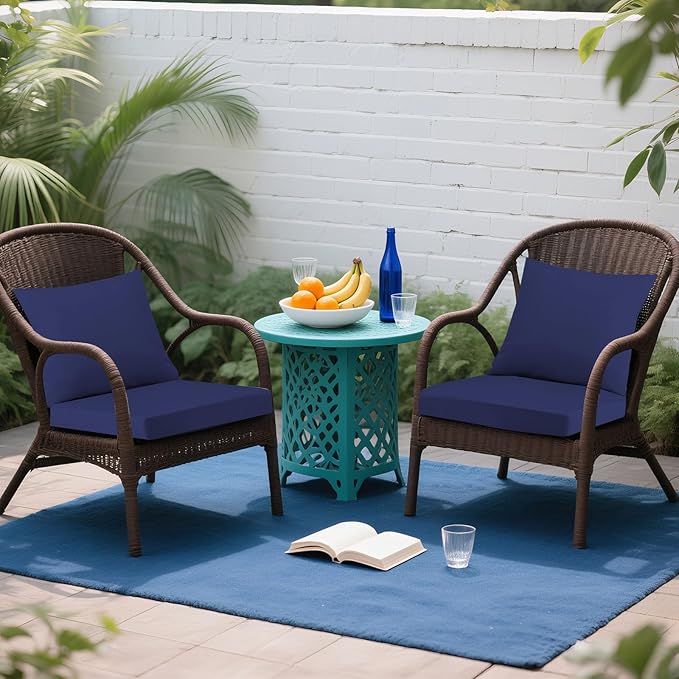 Outdoor Seat Cushion Set 19 x 19 In, Water-Resistant & Fade-Resistan, Patio Furniture Cushions with Removable Cover Deep Seat & Back Cushion with Handle and Adjustable Straps for Chair Sofa,2PC