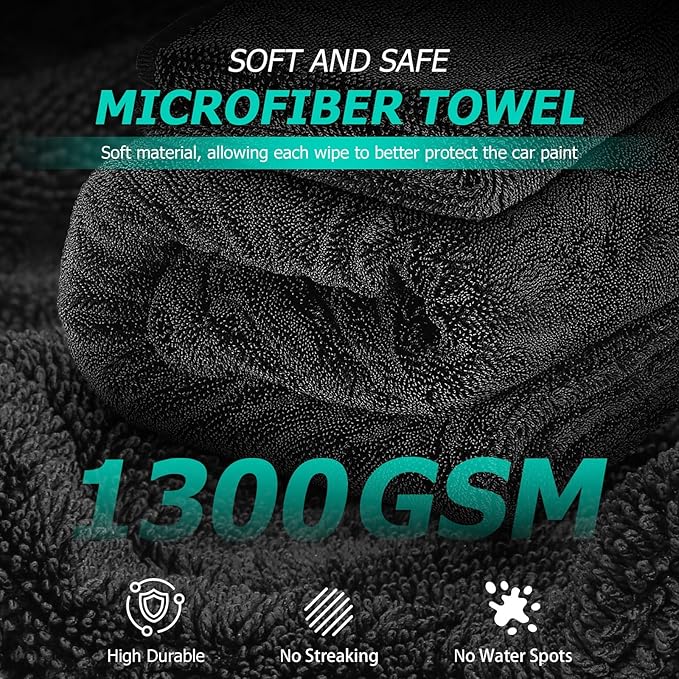 Microfiber Towels For Cars 2-Pack Car Drying Towel 1300 Gsm Ultra-Large Soft - Image 3