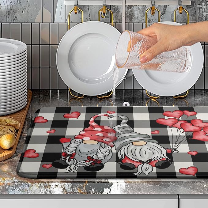 Valentine Gnome Hearts Dish Drying Mat Valentines Gnomes Dishes Dryer Mats - Image 4