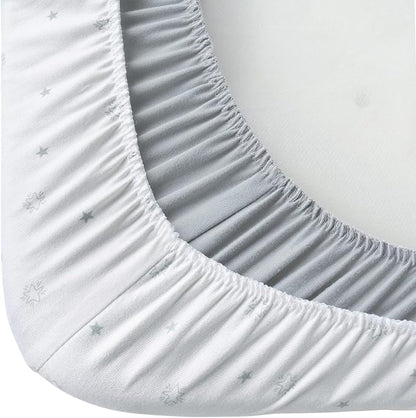 Bassinet Sheets Fit for Simmons Kids City, Ingenuity Dream&Grow, Dream On Me Karley (Plus), Baby Delight Beside Me, Safety 1st, ANGELBLISS 3 in 1 Rocking Bassinet, Ultra Soft, Grey & White Star